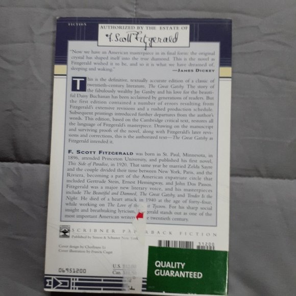 The Great Gatsby by F. Scott Fitzgerald 1995 Paperback Book - Picture 2 of 5